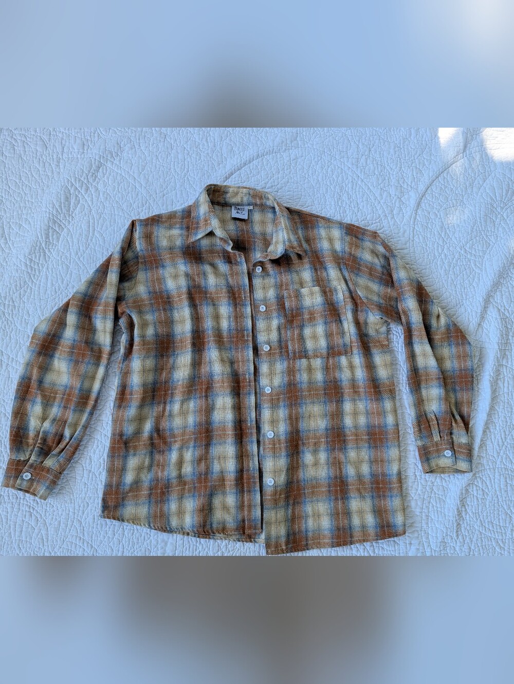 Princess Polly Women's Plaid Button-Down Flannel Shirt in Brown & Cream
